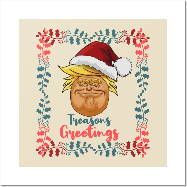 TREASONS GREETING- Treasonous Trump Santa Claus Wall Art by IceTees